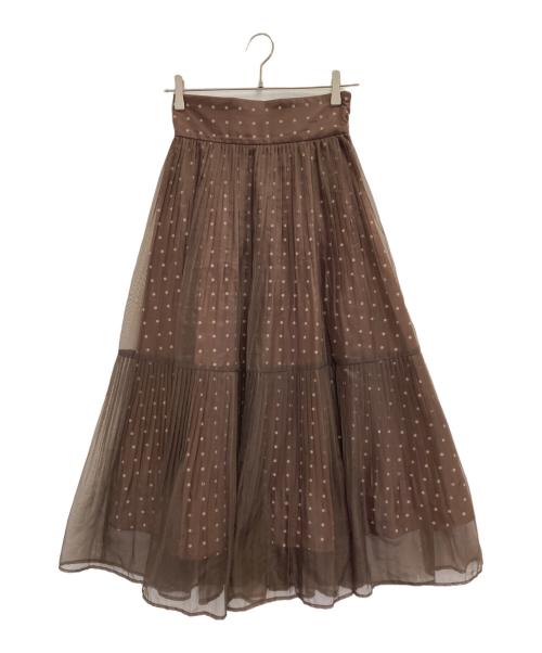 Snidel（スナイデル）Snidel (スナイデル) プリーツシフォンレイヤードプリントスカート ブラウン サイズ:Sの古着・服飾アイテム