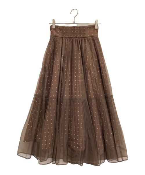 Snidel（スナイデル）Snidel (スナイデル) プリーツシフォンレイヤードプリントスカート ブラウン サイズ:Sの古着・服飾アイテム