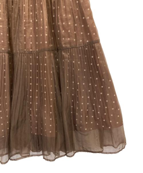 Snidel（スナイデル）Snidel (スナイデル) プリーツシフォンレイヤードプリントスカート ブラウン サイズ:Sの古着・服飾アイテム