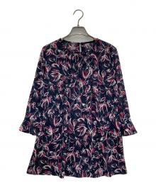 Leilian WHITE LABEL（レリアン ホワイトレーベル）の古着「フラワーチュニックブラウス」｜ブラック