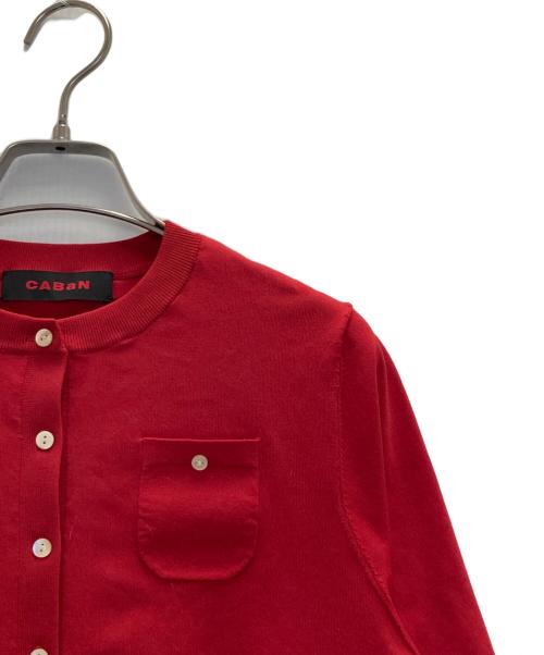 CABAN（キャバン）CABaN (キャバン) ファインポリエステル ハーフスリーブポケットカーディガン レッド サイズ:Sの古着・服飾アイテム