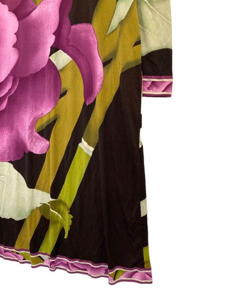 LEONARD（レオナール）LEONARD (レオナール) シルクフラワースクリーンプリントワンピース パープル サイズ:42の古着・服飾アイテム