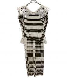 Lily Brown（リリーブラウン）の古着「レースカラーニットワンピース」｜アイボリー