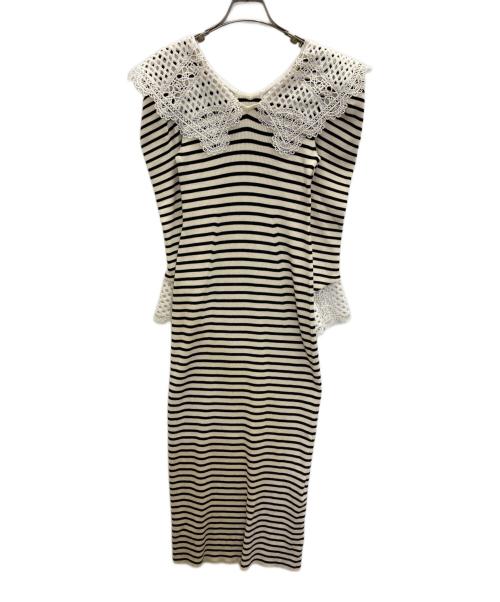 Lily Brown（リリーブラウン）Lily Brown (リリーブラウン) レースカラーニットワンピース アイボリー サイズ:SIZE　FREEの古着・服飾アイテム