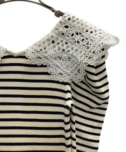 Lily Brown（リリーブラウン）Lily Brown (リリーブラウン) レースカラーニットワンピース アイボリー サイズ:SIZE　FREEの古着・服飾アイテム