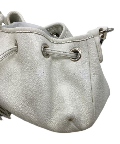 BARNEYS NEWYORK（バーニーズ・ニューヨーク）BARNEYS NEWYORK (バーニーズ・ニューヨーク) フリンジレザーワンショルダーバッグ ホワイトの古着・服飾アイテム