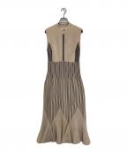 FRAY IDフレイ アイディー）の古着「ストライプペプラムニットワンピース」｜ベージュ