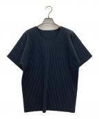 HOMME PLISSE ISSEY MIYAKEオム プリッセ イッセイ ミヤケ）の古着「プリーツクルーネックカットソー」｜ネイビー