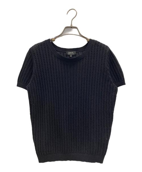 A.P.C.（アーペーセー）A.P.C. (アーペーセー) リネン混メッシュカットソー ネイビー サイズ:Sの古着・服飾アイテム