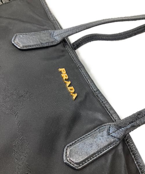 PRADA（プラダ）PRADA (プラダ) エナメルサイドリボンハンドバッグ ブラックの古着・服飾アイテム
