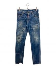 DSQUARED2（ディースクエアード）の古着「SKATER PINK PAINT JEAN」｜インディゴ