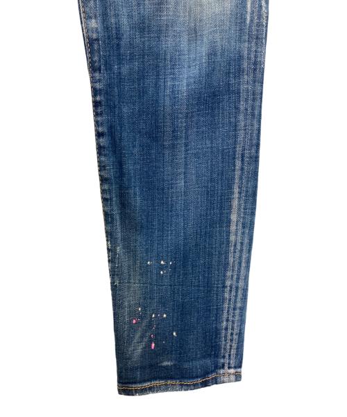 DSQUARED2（ディースクエアード）DSQUARED2 (ディースクエアード) SKATER PINK PAINT JEAN インディゴ サイズ:Ｌの古着・服飾アイテム