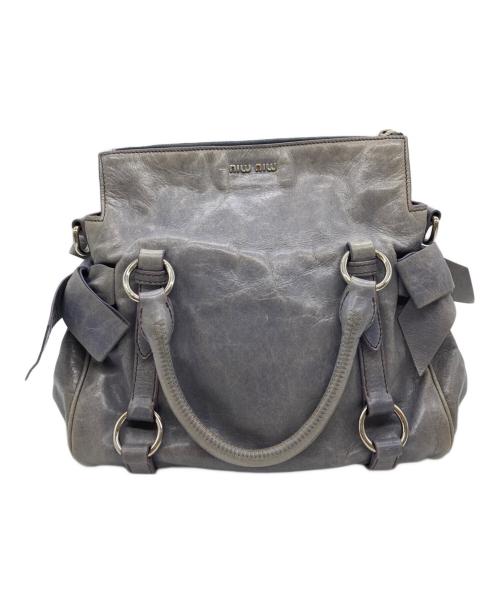 MIU MIU（ミュウミュウ）MIU MIU (ミュウミュウ) サイドリボンヴィッテロラックス ブルーの古着・服飾アイテム