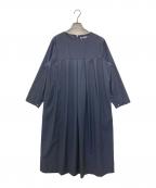 kelenケレン）の古着「HILA ロング ワンピース タックデザイン 長袖OP」｜ネイビー