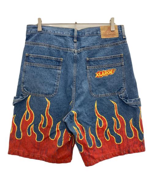 X-LARGE（エクストララージ）X-LARGE (エクストララージ) FLAME DENIM PAINTER SHORT PANTS インディゴ サイズ:表記無しの古着・服飾アイテム