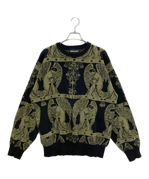 GX1000（ジーエックス）GX1000 (ジーエックス) JACQUARD CREWNECK KNIT グリーン サイズ:Mの古着・服飾アイテム