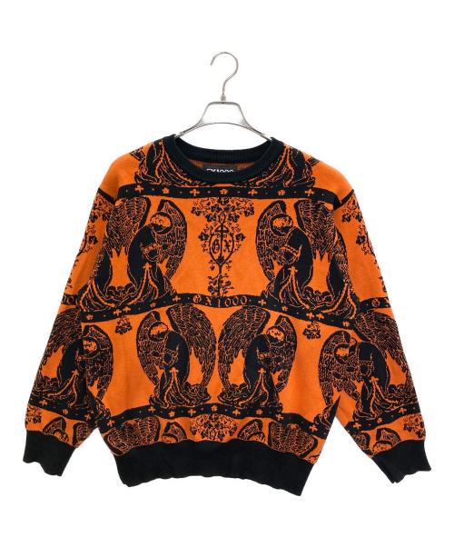 GX1000（ジーエックス）GX1000 (ジーエックス) JACQUARD CREWNECK KNIT オレンジ サイズ:Mの古着・服飾アイテム