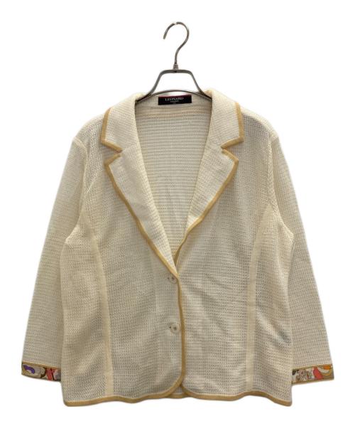 LEONARD（レオナール）LEONARD (レオナール) シルク混ニットジャケット アイボリー サイズ:XLの古着・服飾アイテム