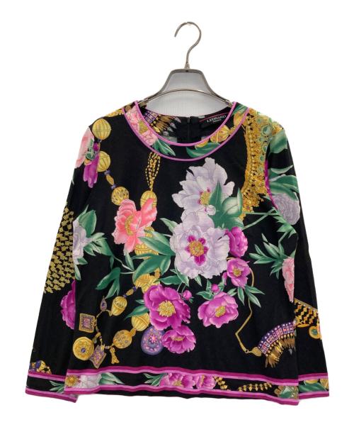 LEONARD（レオナール）LEONARD (レオナール) シルクブレンド総柄ブラウス ブラック サイズ:XLの古着・服飾アイテム