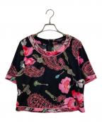 LEONARDレオナール）の古着「総柄ビジューブラウス」｜ブラック