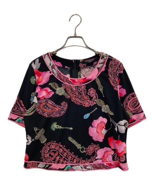 LEONARD（レオナール）LEONARD (レオナール) 総柄ビジューブラウス ブラック サイズ:Lの古着・服飾アイテム