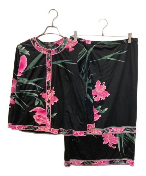 LEONARD（レオナール）LEONARD (レオナール) 花柄セットアップ ブラック サイズ:SIZE XLの古着・服飾アイテム