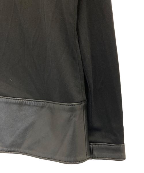 LEONARD（レオナール）LEONARD (レオナール) 襟・カフスラムレザー切替ブラウス ブラック サイズ:Lの古着・服飾アイテム