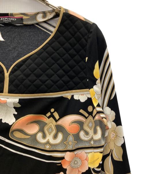 LEONARD（レオナール）LEONARD (レオナール) キルティング切替花柄ワンピース ブラック サイズ:SIZE LLの古着・服飾アイテム
