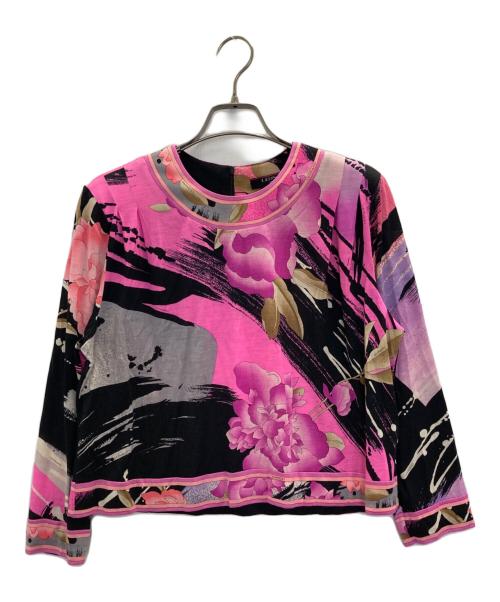 LEONARD（レオナール）LEONARD (レオナール) アンサンブルカーディガン ピンク×ブラック サイズ:XLの古着・服飾アイテム