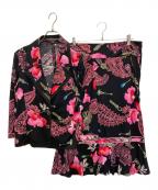 LEONARDレオナール）の古着「スカートセットアップ」｜ブラック×ピンク