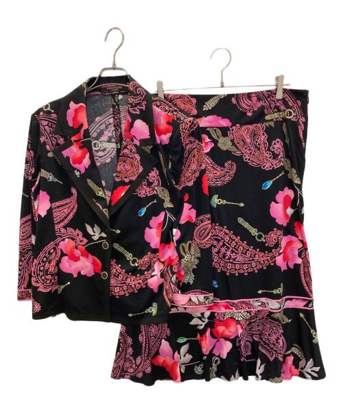 LEONARD（レオナール）LEONARD (レオナール) スカートセットアップ ブラック×ピンク サイズ:SIZE XLの古着・服飾アイテム