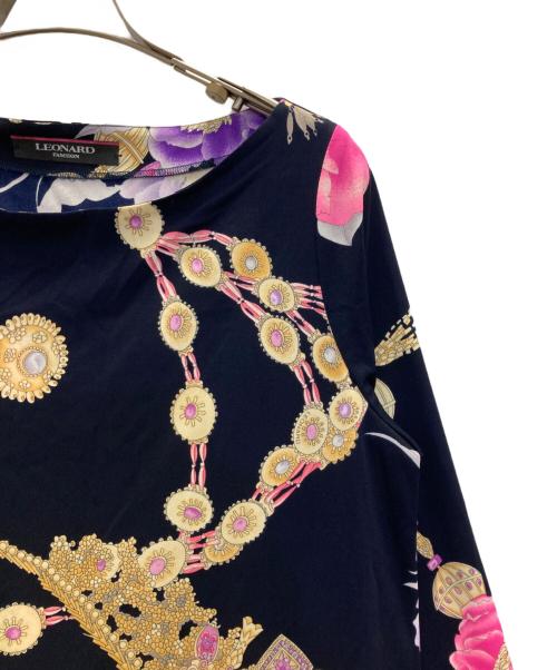 LEONARD（レオナール）LEONARD (レオナール) 花柄ワンピース ネイビー サイズ:SIZE Lの古着・服飾アイテム