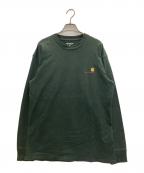 Carhartt WIPカーハート ワークインプログレス）の古着「L/S AMERICAN SCRIPT  T-SHIRTS」｜グリーン