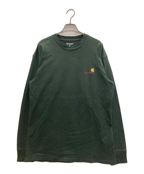 Carhartt WIP（カーハート ワーク イン プログレス）Carhartt WIP (カーハート ワークインプログレス) L/S AMERICAN SCRIPT  T-SHIRTS グリーン サイズ:Ⅿの古着・服飾アイテム