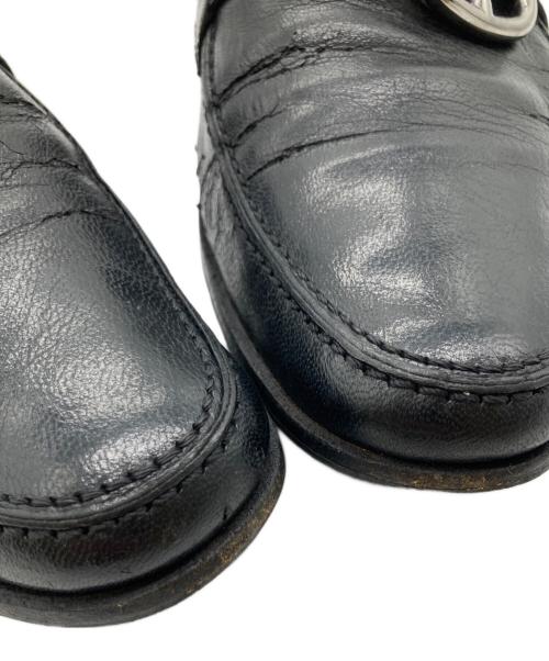 HERMES（エルメス）HERMES (エルメス) Chaine d'ancre DESIGN LEATHER LOAFER ブラック サイズ:40の古着・服飾アイテム