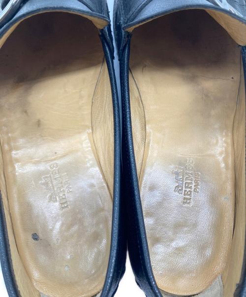 HERMES（エルメス）HERMES (エルメス) Chaine d'ancre DESIGN LEATHER LOAFER ブラック サイズ:40の古着・服飾アイテム