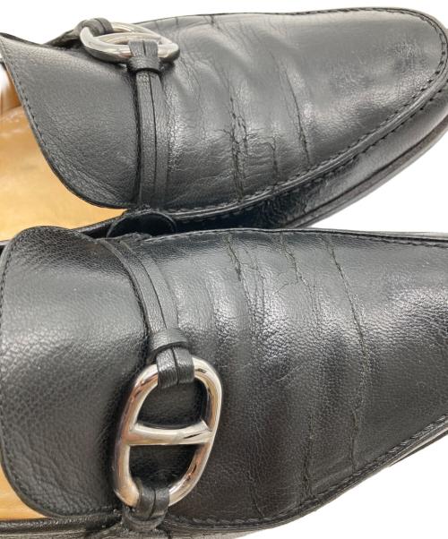 HERMES（エルメス）HERMES (エルメス) Chaine d'ancre DESIGN LEATHER LOAFER ブラック サイズ:40の古着・服飾アイテム