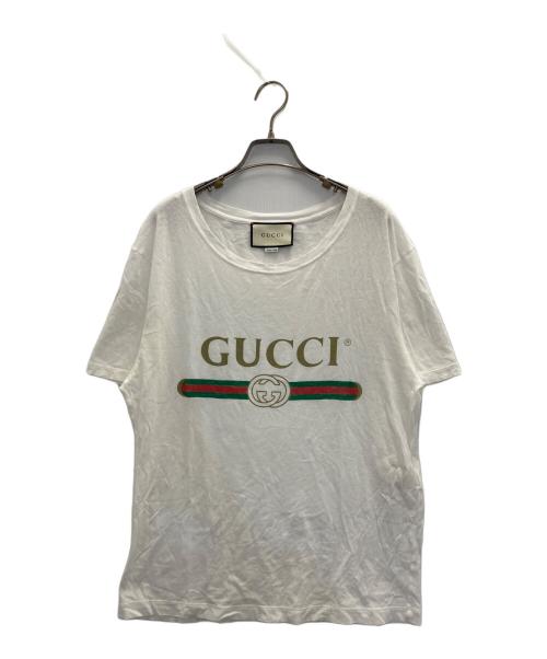 GUCCI（グッチ）GUCCI (グッチ) ロゴ ウォッシュドオーバーサイズ Tシャツ ホワイト サイズ:Sの古着・服飾アイテム