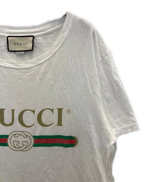 GUCCI（グッチ）GUCCI (グッチ) ロゴ ウォッシュドオーバーサイズ Tシャツ ホワイト サイズ:Sの古着・服飾アイテム