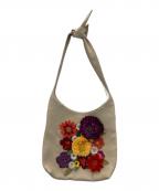 JAMIN PUECHジャマンピュエッシュ）の古着「フラワーモチーフ刺繍レザーバッグ」｜ベージュ