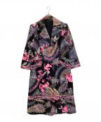 LEONARDレオナール）の古着「花柄カシミヤウールコート」｜ブラック