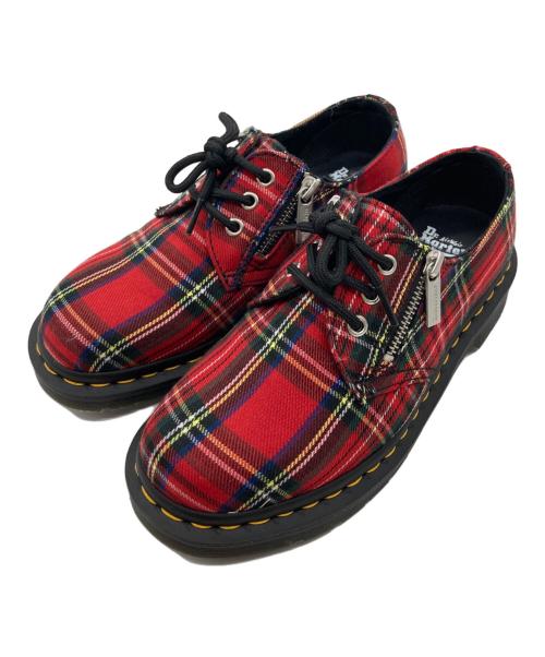 Dr.Martens（ドクターマーチン）Dr.Martens (ドクターマーチン) 3ホールタータンチェックZIPシューズ レッド サイズ:24cmの古着・服飾アイテム
