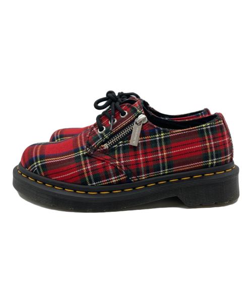 Dr.Martens（ドクターマーチン）Dr.Martens (ドクターマーチン) 3ホールタータンチェックZIPシューズ レッド サイズ:24cmの古着・服飾アイテム