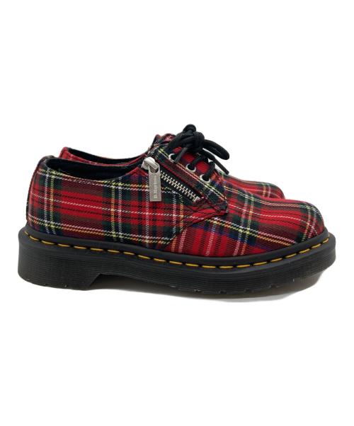 Dr.Martens（ドクターマーチン）Dr.Martens (ドクターマーチン) 3ホールタータンチェックZIPシューズ レッド サイズ:24cmの古着・服飾アイテム