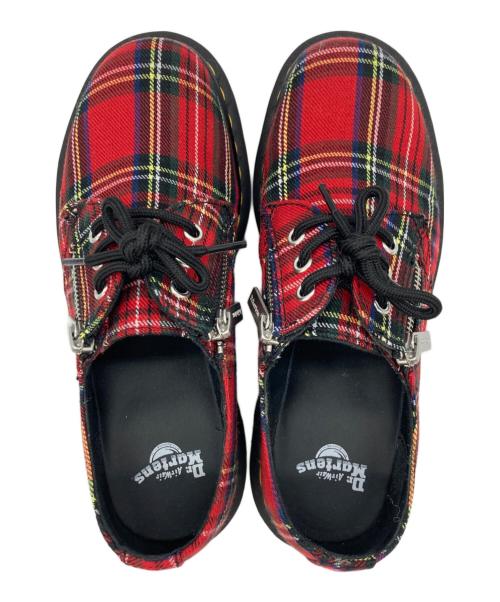 Dr.Martens（ドクターマーチン）Dr.Martens (ドクターマーチン) 3ホールタータンチェックZIPシューズ レッド サイズ:24cmの古着・服飾アイテム