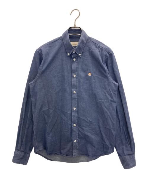 maison kitsune（メゾンキツネ）maison kitsune (メゾンキツネ) FOX HEAD EMBROIDERY CLASSIC SHIRT ネイビー サイズ:37の古着・服飾アイテム