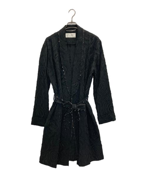 Saint Laurent Paris（サンローランパリ）Saint Laurent Paris (サンローランパリ) Silk Blend Black Jacquard Robe Coat ブラック サイズ:Sの古着・服飾アイテム