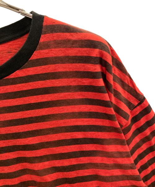 MINEDENIM（マインデニム）MINEDENIM (マインデニム) Hazy Border Uneven Loose T-SH レッド サイズ:Ｌの古着・服飾アイテム
