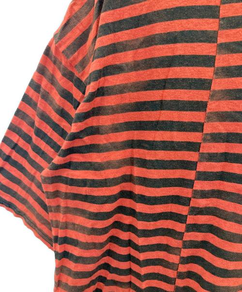 MINEDENIM（マインデニム）MINEDENIM (マインデニム) Hazy Border Uneven Loose T-SH レッド サイズ:Ｌの古着・服飾アイテム