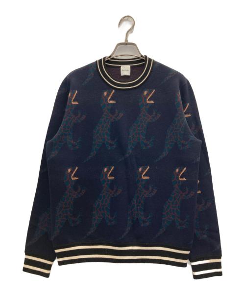 PAUL SMITH（ポールスミス）Paul Smith (ポールスミス) DINOSAUR REPEAT JACQUARD SWEATER ネイビー サイズ:Ⅿの古着・服飾アイテム